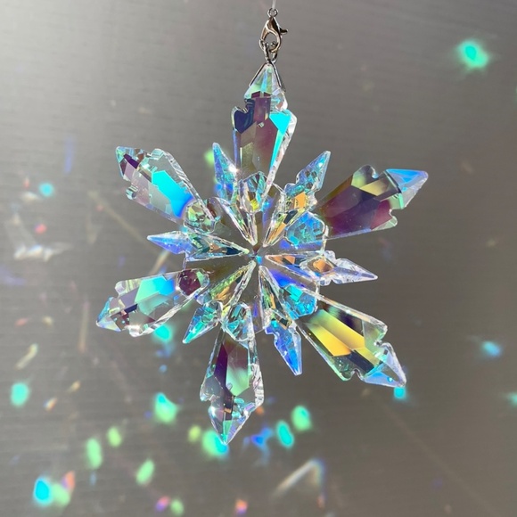 Crystal Snowflake Sun Catcher Christmas Tree Decor Czech Bohemia Crystal Gift - Picture 2 of 10